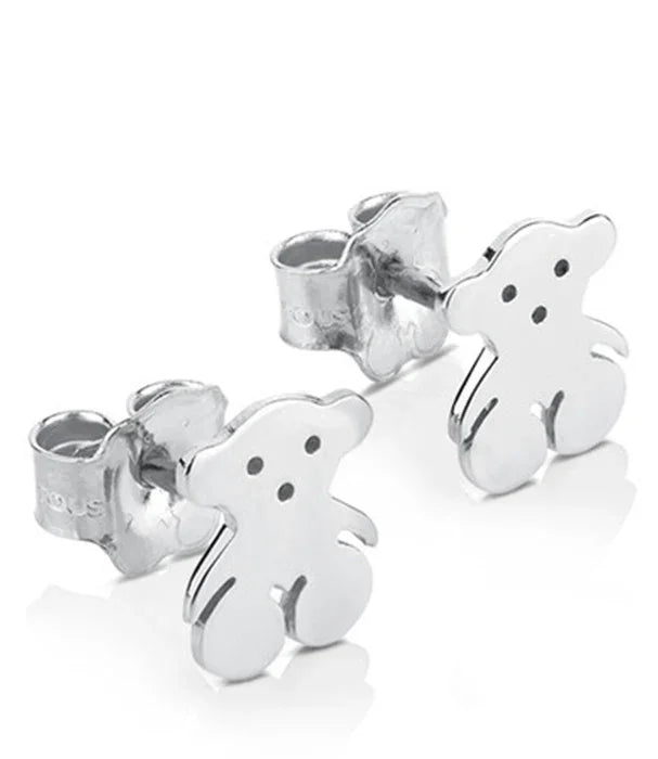 עגילי דובון מכסף בחיתוך מודרני, עיצוב תכשיטים עדכני מבית CHOZEN