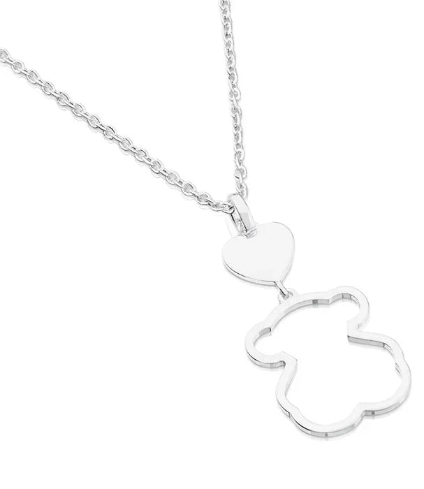 שרשרת כסף עם תליון לב ודובי, תכשיט אופנתי של CHOZEN מאלפא