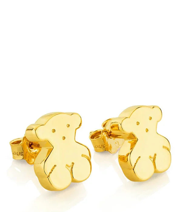 עגילי דובון מצופי זהב מבית המותגים המובילים, צילום רקע לבן, CHOZEN