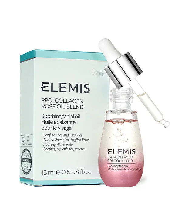שמן פנים Elemis Pro-Collagen Rose Oil Blend עם קופסה וטפטפת, מבית המותגים המובילים ב-CHOZEN