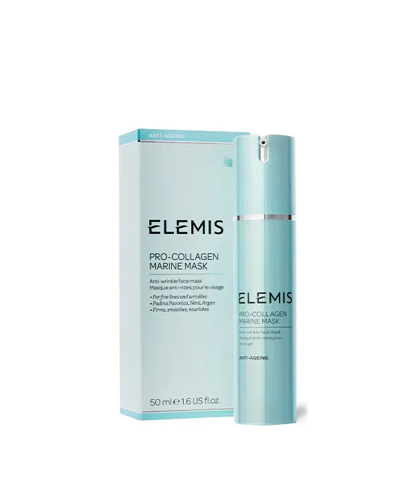 מסכת פנים פרו-קולגן מרין של ELEMIS באריזה תכלת, מוצר אנטי אייג'ינג יוקרתי ב-CHOZEN