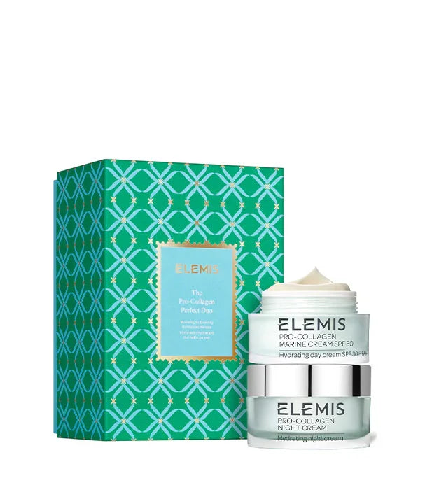 ערכת טיפוח Elemis עם קרם יומי וקרם לילה, אריזה ירוקה, מותג יוקרה ב-CHOZEN