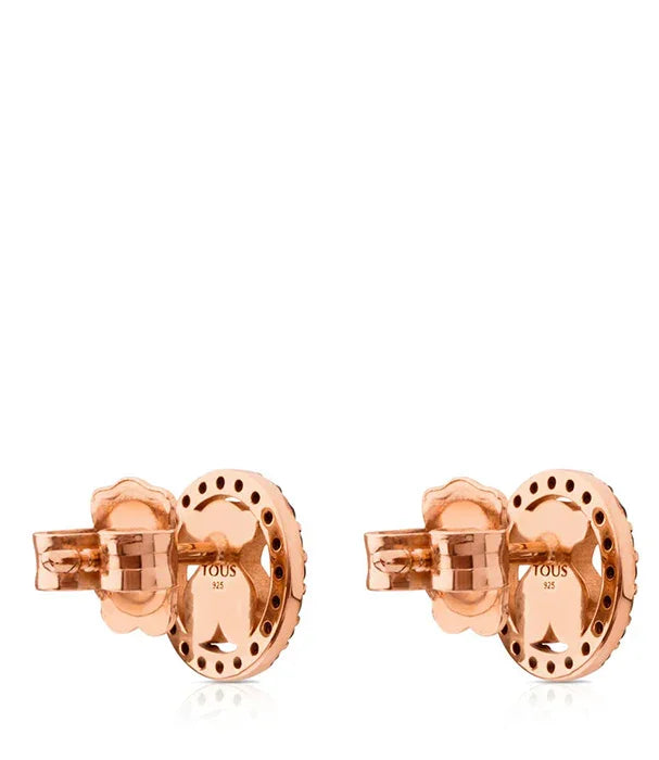 עגילי זהב ורוד ממותג TOUS עם סגירה אחורית, עיצוב יוקרתי CHOZEN תכשיטים