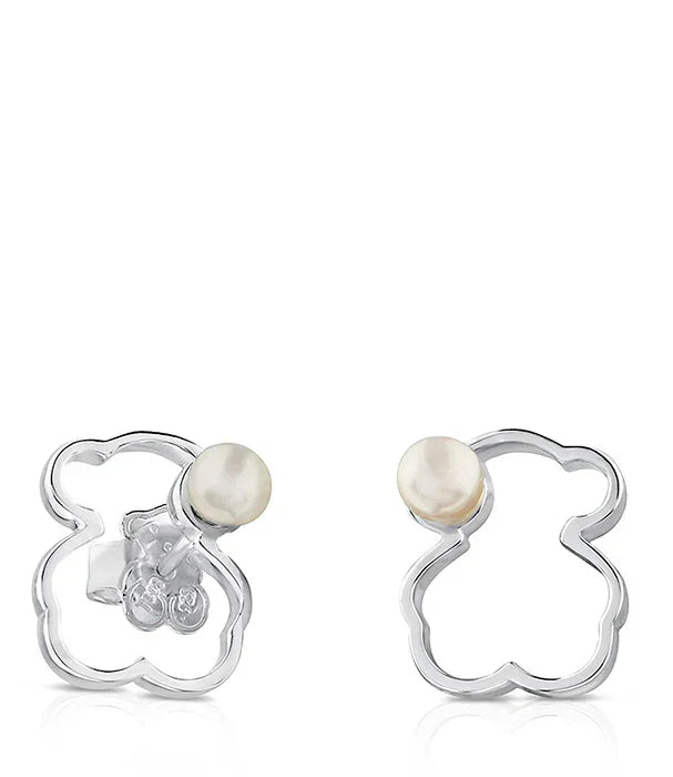 עגילי כסף בעיצוב דובון עם פנינה, תכשיטי נשים יוקרתיים CHOZEN