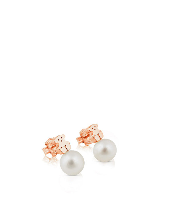 טואוס עגילי דובי בשילוב פנינה Super Micro מוורמיל ורוד