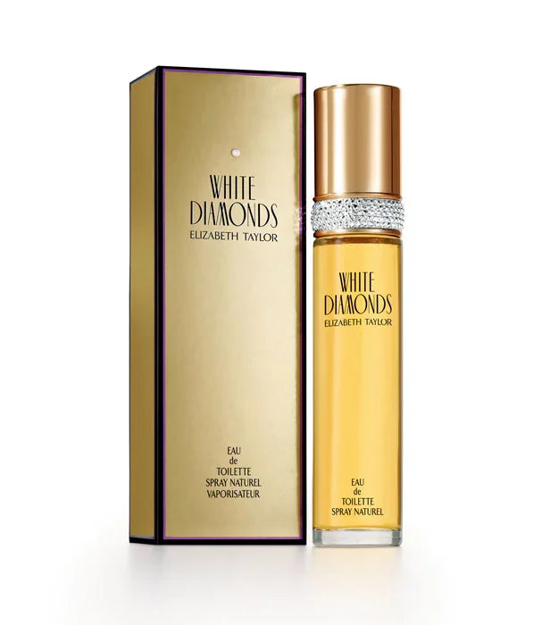 בושם נשים White Diamonds Elizabeth Taylor, בקבוק מוזהב עם קופסה מעוצבת, מבית מותג יוקרה