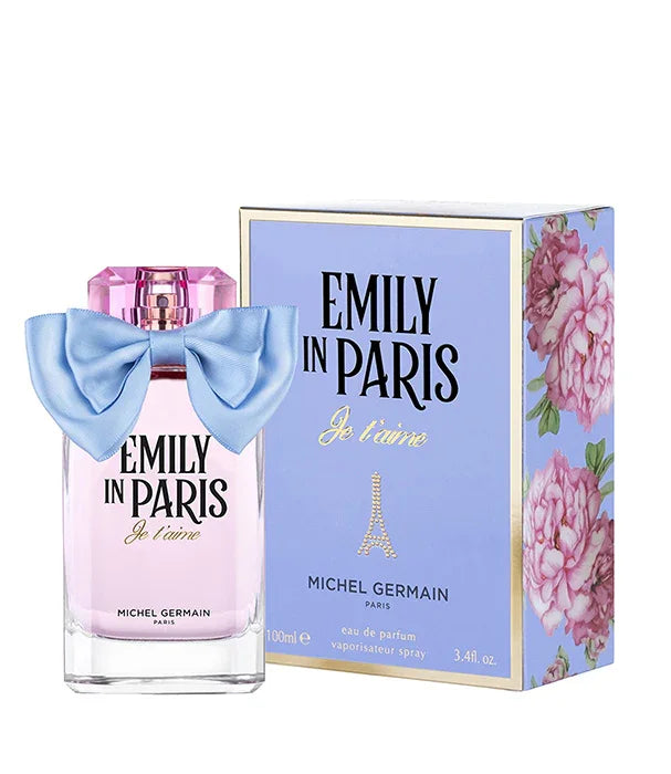בושם Emily in Paris Je t'aime של Michel Germain עם קופסה מעוצבת ופרחים, מבית CHOZEN