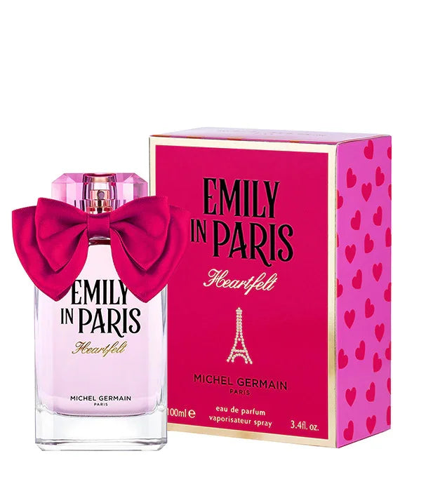 בושם EMILY IN PARIS Heartfelt לנשים, עיצוב ורוד עם קופסה תואמת, מבית MICHEL GERMAIN, מותג מוביל