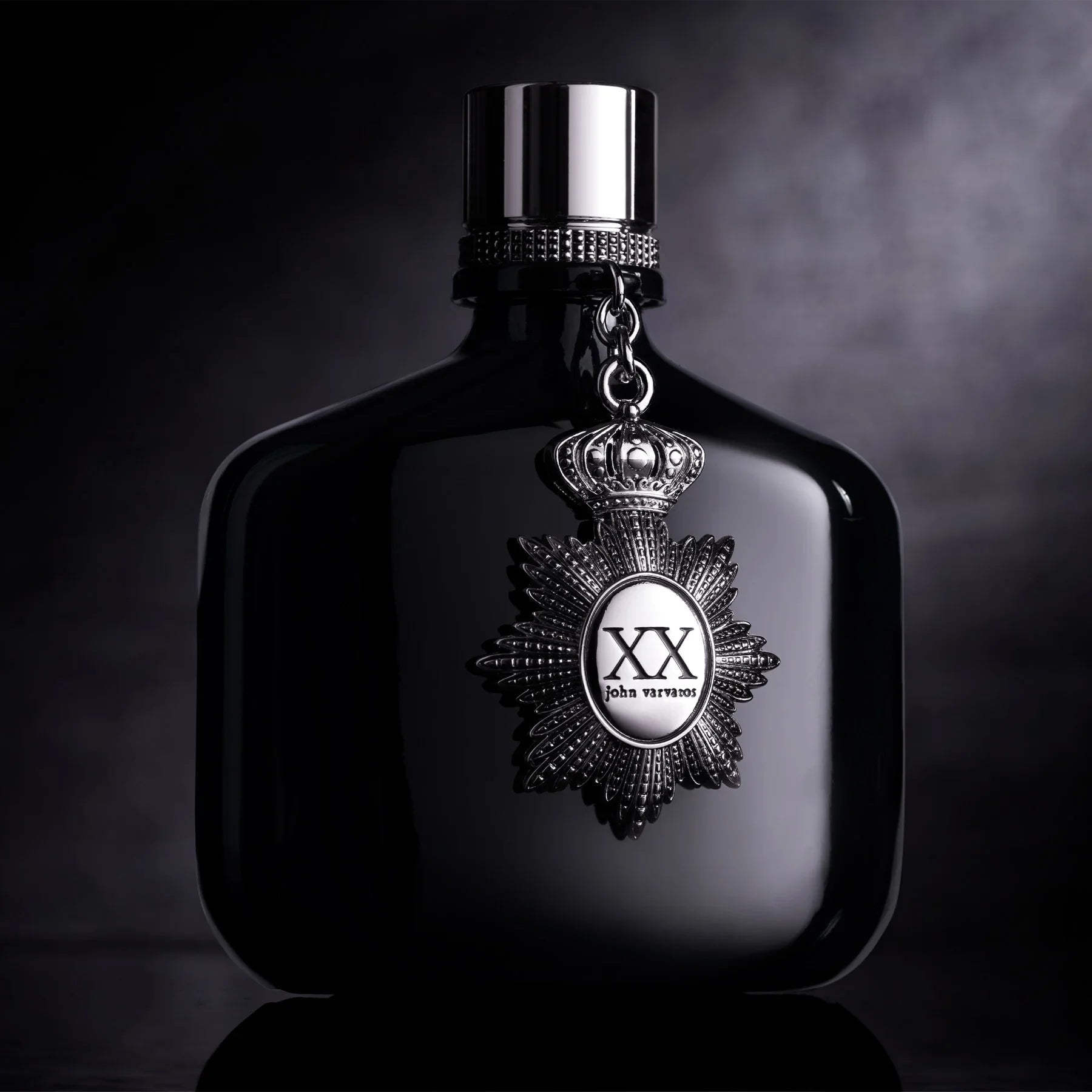 בקבוק בושם שחור יוקרתי John Varvatos XX עם תליון כסף, סטייל אלגנטי מבית CHOZEN