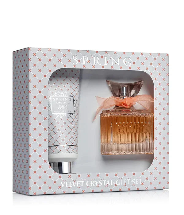 סט מתנה SPRING Velvet Crystal עם קרם ידיים ובושם, מוצרי טיפוח יוקרתיים מבית CHOZEN