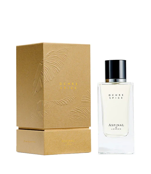 בקבוק ובאריזת בושם Ochre Spice Aspinal London, עיצוב יוקרתי, נציג מותגים עולמיים ב-CHOZEN
