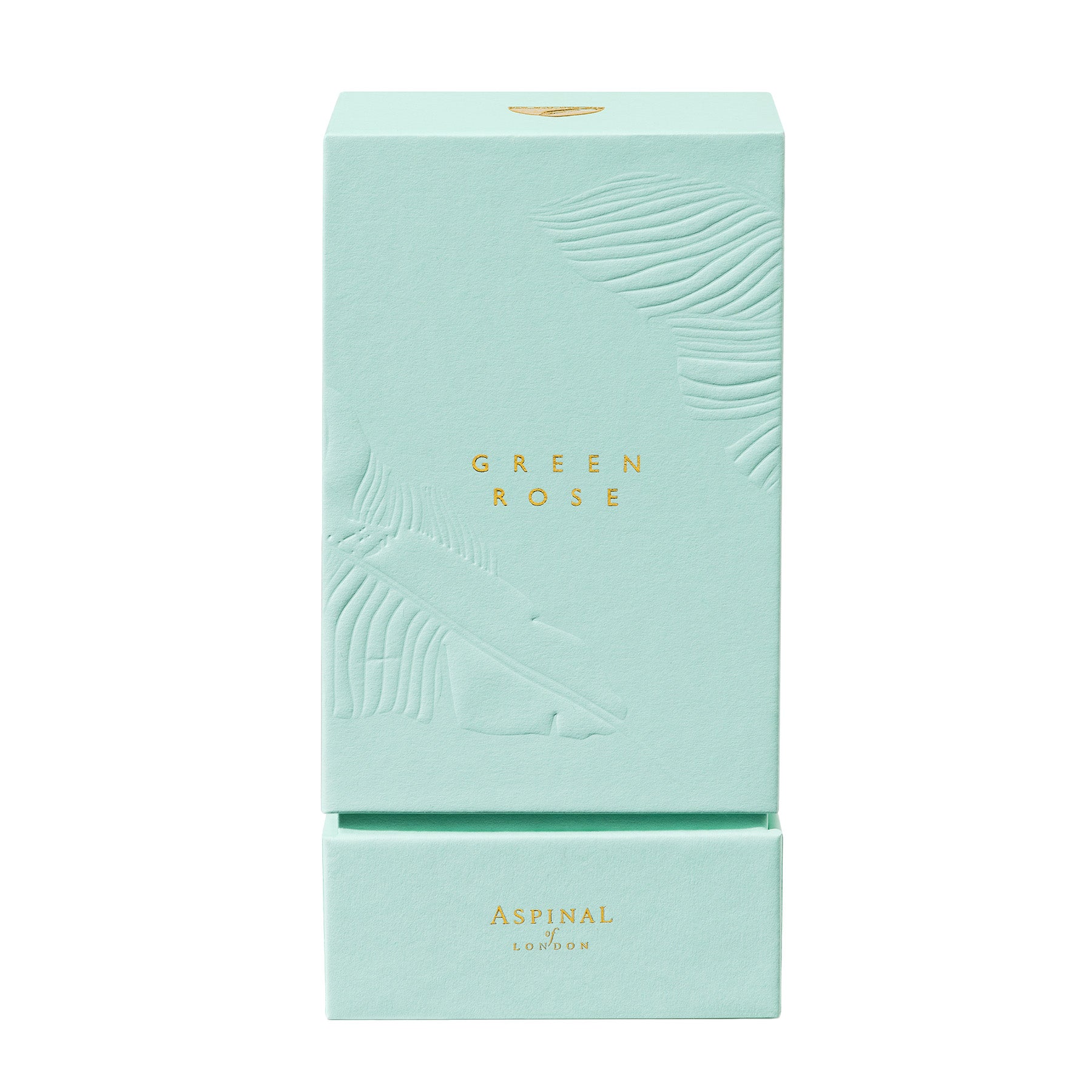 אריזת מתנה יוקרתית בצבע טורקיז עם כיתוב Green Rose ואספרינל לונדון, CHOZEN