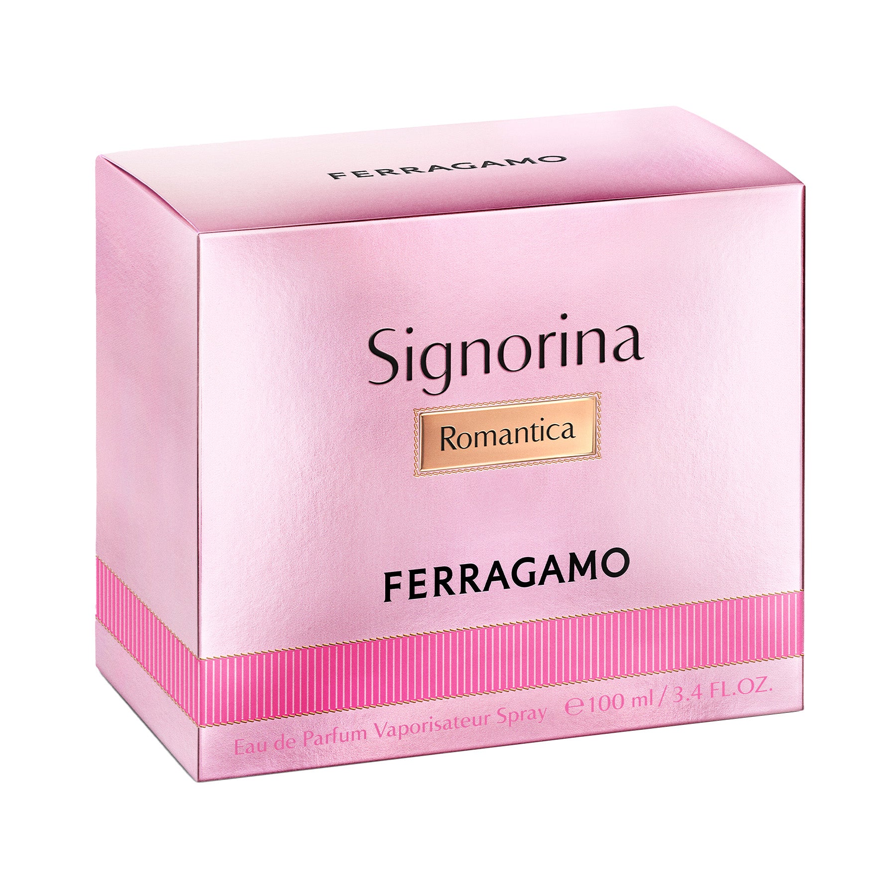 אריזת בושם ורודה Signorina Romantica מבית FERRAGAMO, 100 מ"ל