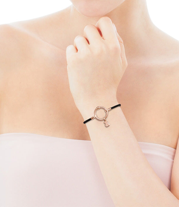 טואוס צמיד שחור בשילוב דובי Hold מפלדת אל חלד