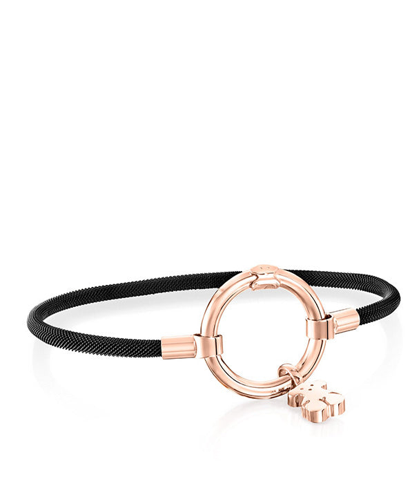 טואוס צמיד שחור בשילוב דובי Hold מפלדת אל חלד