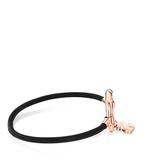 טואוס צמיד שחור בשילוב דובי Hold מפלדת אל חלד