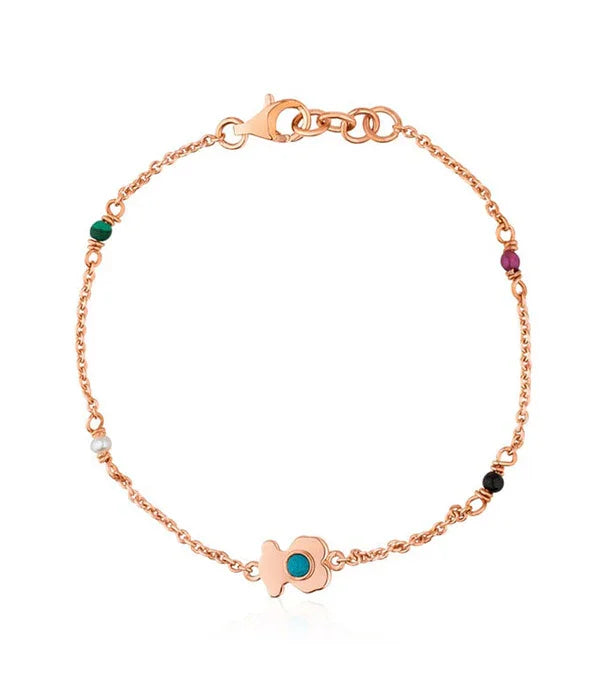 צמיד עדין זהב ורוזגולד עם תליון דג ואבני חן, תכשיט אופנה של CHOZEN