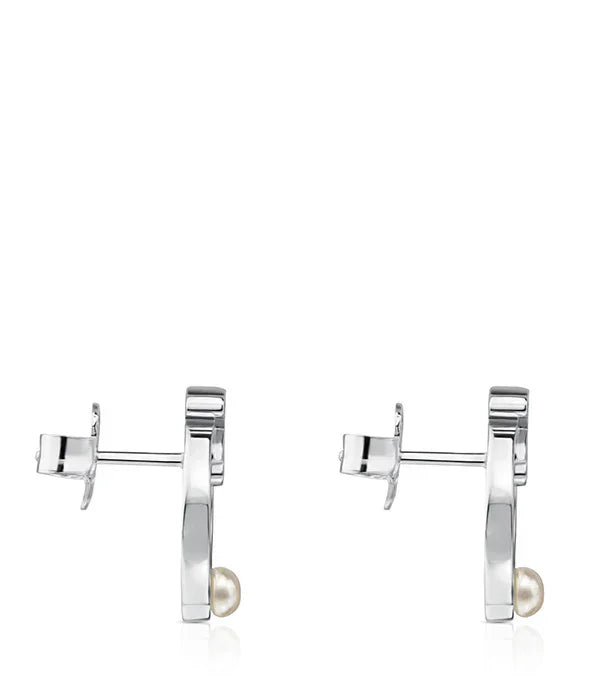 עגילי חישוק כסף עם פנינה, תכשיטי אופנה יוקרתיים CHOZEN