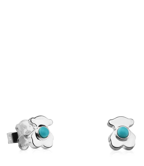 עגילי כסף מעוצבים בצורת פרח עם אבן טורקיז, מבית CHOZEN, קבוצת אלפא
