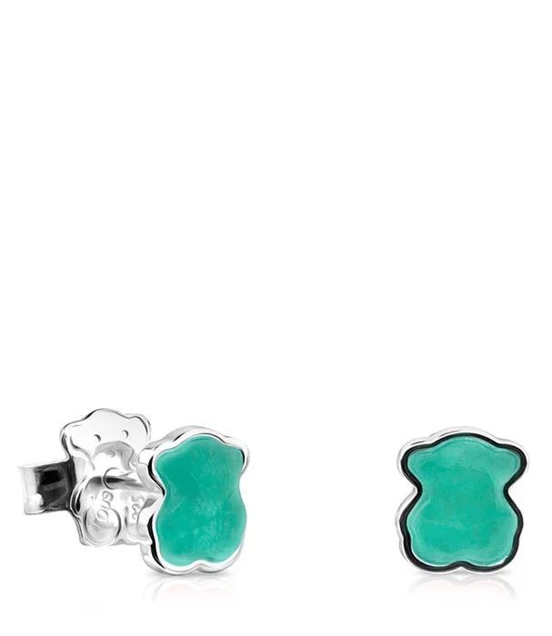 עגילי כסף בצורת דובי עם אבן ירוקה, תכשיטים אופנתיים מבית CHOZEN
