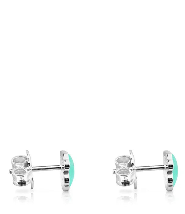 עגילי כסף בעיצוב מודרני עם אבן ירוקה, תכשיטים יוקרתיים CHOZEN מבית קבוצת אלפא