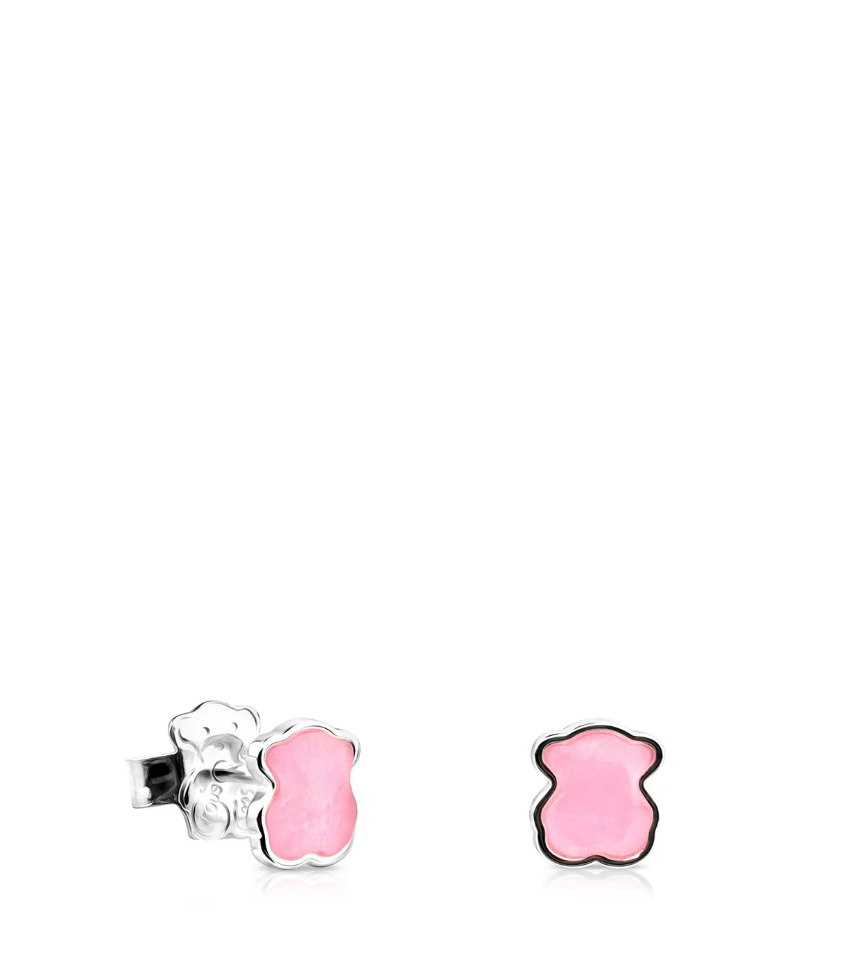 עגילי כסף צמודים לנשים בצורה של דובי עם קישוט ורוד, עגילים מודרניים עדינים