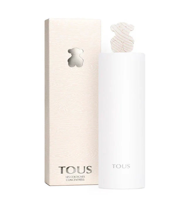 בקבוק בושם TOUS למותגי יוקרה, בעיצוב לבן אלגנטי, לצד קופסה, באתר CHOZEN.