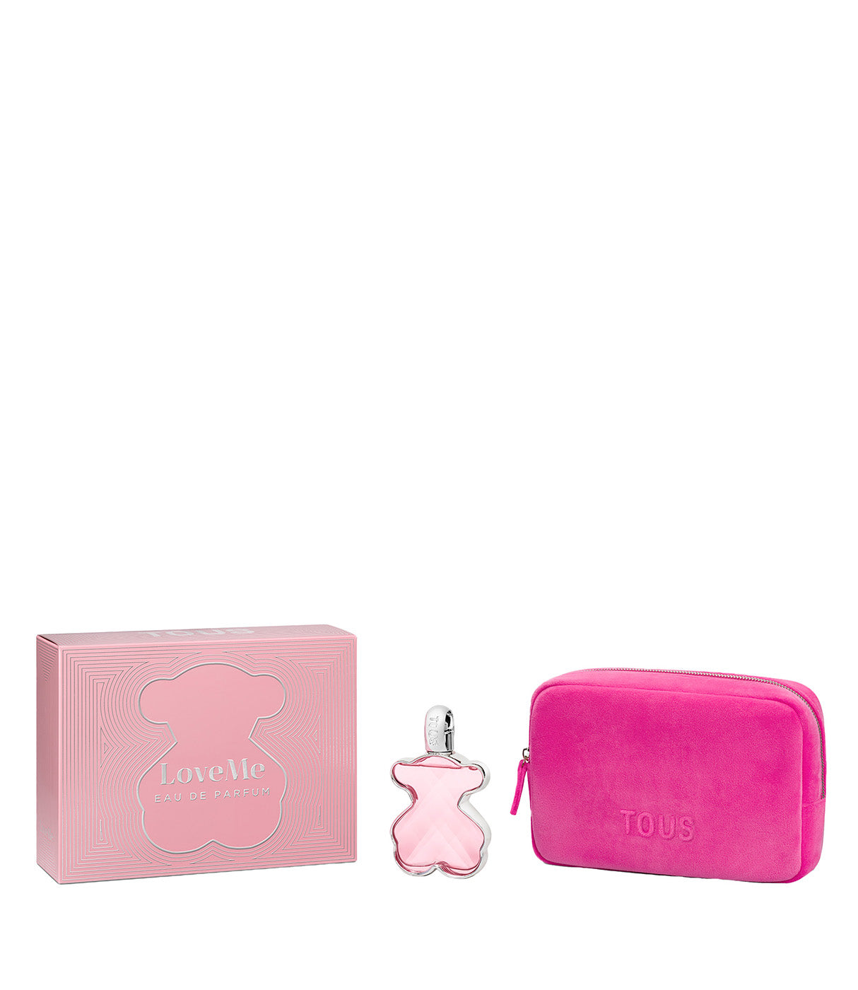 סט בושם לנשים בעיצוב דוב ורוד עם תיק איפור ורוד וקופסה תואמת