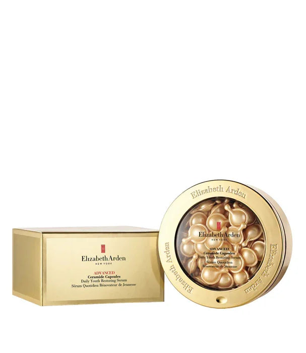 קופסת קפסולות סרמיד יומי של Elizabeth Arden על רקע לבן, מותג טיפוח יוקרה ב-CHOZEN