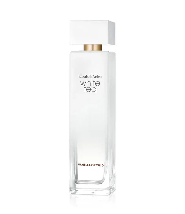 בקבוק בושם Elizabeth Arden White Tea Vanilla Orchid על רקע לבן, מוצר יוקרה מחנות CHOZEN
