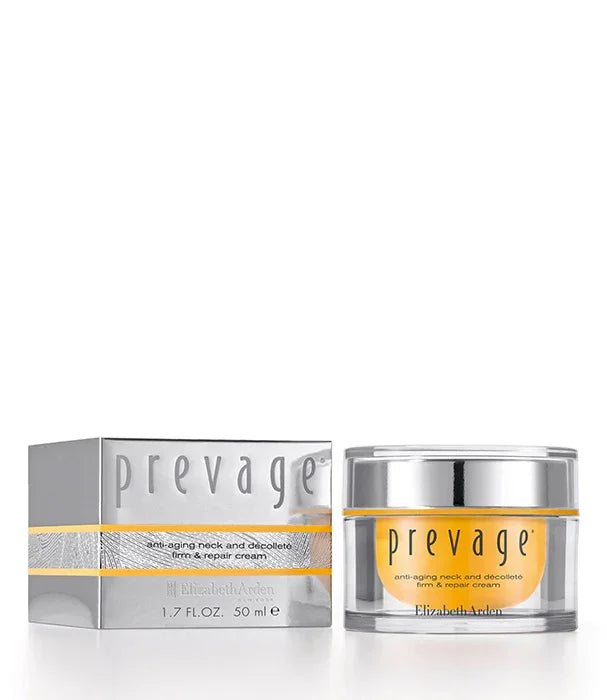 קרם צוואר ומחשוף אנטי אייג'ינג PREVAGE של Elizabeth Arden, קופסה וכוסית כסופה, מבית CHOZEN