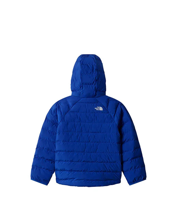 מעיל פוך כחול The North Face עם קפוצ'ון, מוצג על רקע לבן באתר CHOZEN