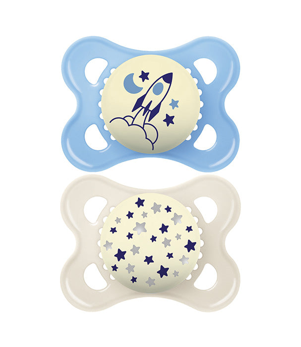 מאמ זוג מוצצים סיליקון 0-6 זוהרים בחושך