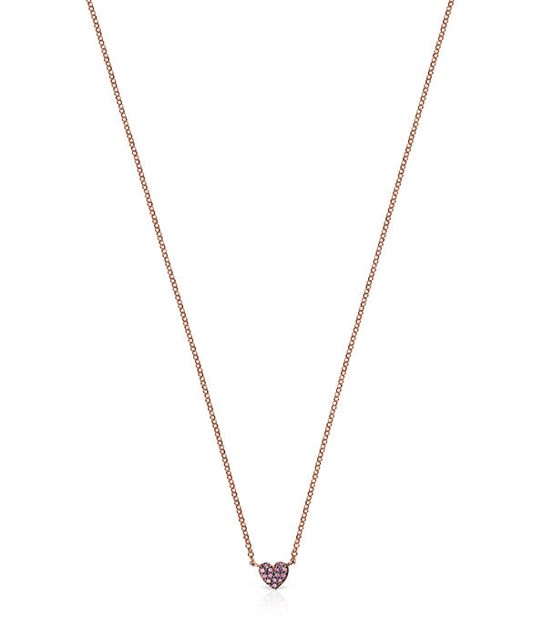 שרשרת עדינה מזהב עם תליון לב משובץ אבני חן סגולות, תכשיט אופנתי לאישה