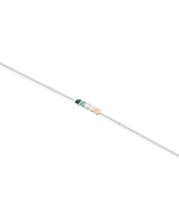 טואוס צמיד מוטיבי דובי משובצים באבני חן Mini Color מכסף