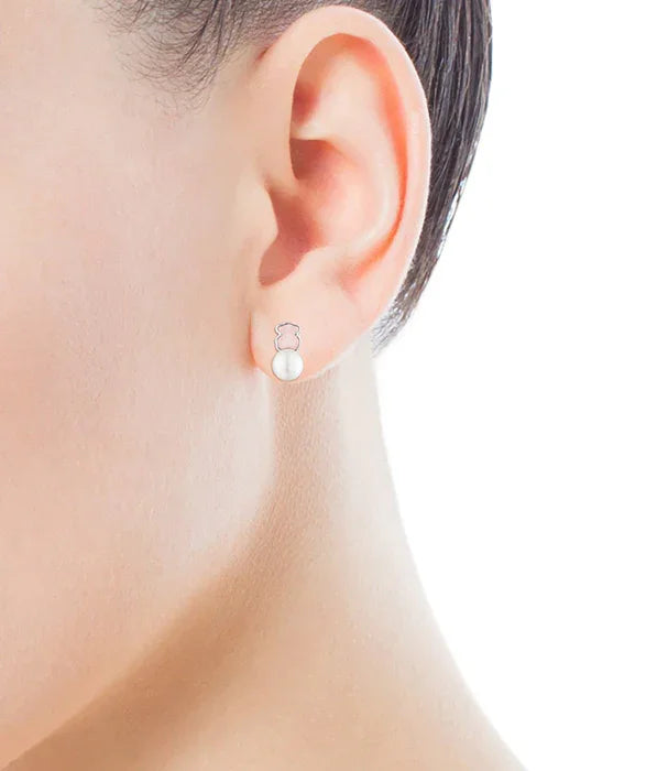 עגיל פנינה בעיצוב דובי על תנוך אוזן של אישה, תכשיט אופנתי CHOZEN