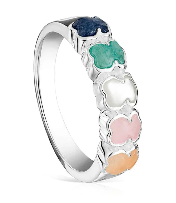 טבעת כסף של CHOZEN עם חמישה אבני חן צבעוניות בעיצוב תלתן, תכשיטים יוקרתיים קבוצת אלפא