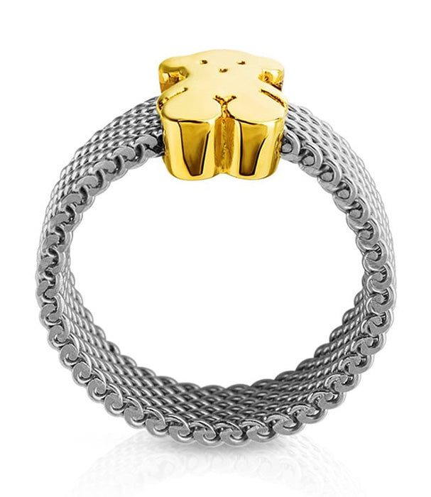 טואוס טבעת IP STEEL בשילוב דובי מזהב 18 קראט