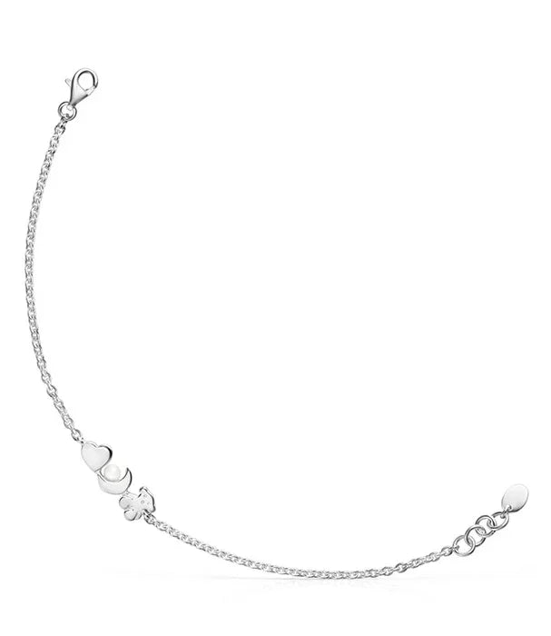 צמיד כסף עדין עם תליון לב ופרח, תכשיט יוקרתי מהמותגים ב-CHOZEN