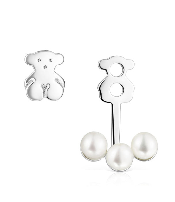 טואוס עגילי דובי בשילוב פנינים Nocturne מכסף