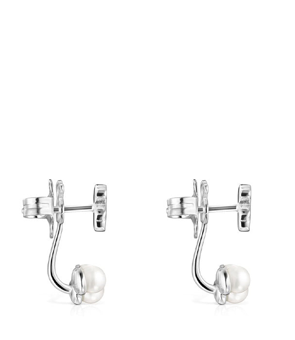 טואוס עגילי דובי בשילוב פנינים Nocturne מכסף