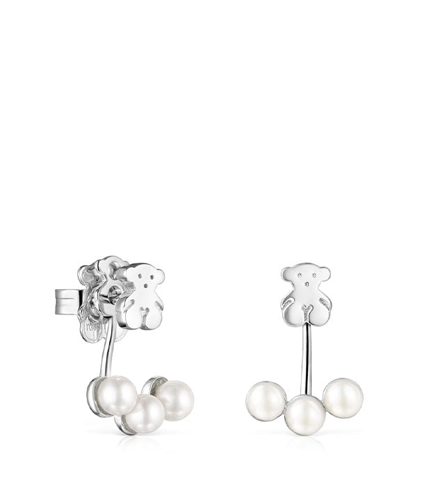 טואוס עגילי דובי בשילוב פנינים Nocturne מכסף