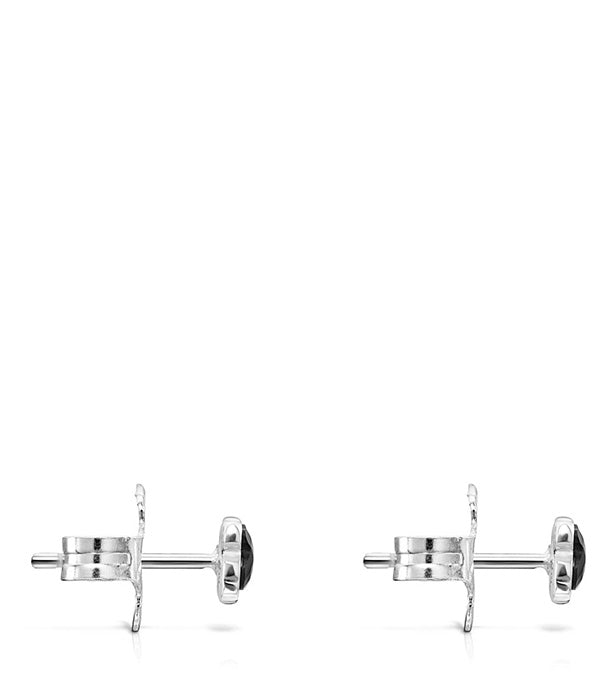 טואוס עגילי כסף עם שלושה דובים בשיבוץ אבן האוניקס