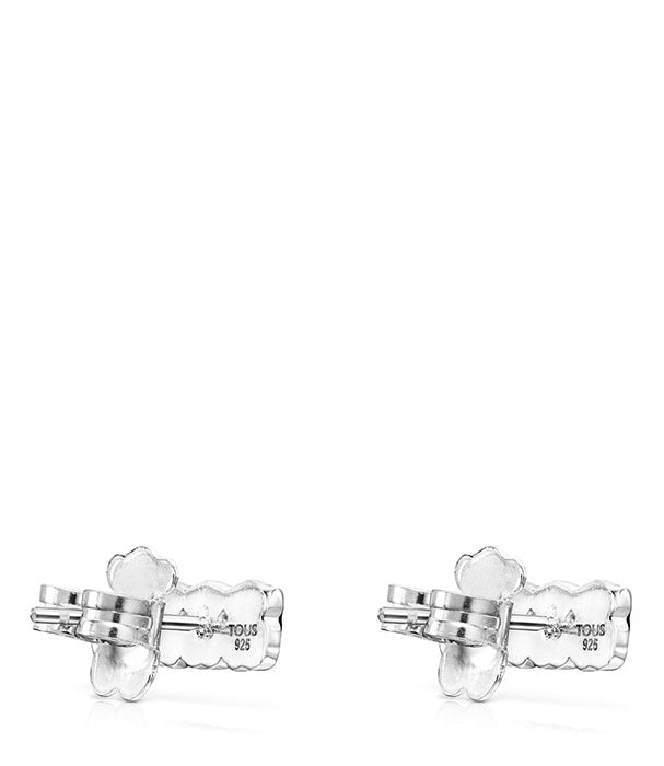 טואוס עגילי כסף עם שלושה דובים בשיבוץ אבן האוניקס