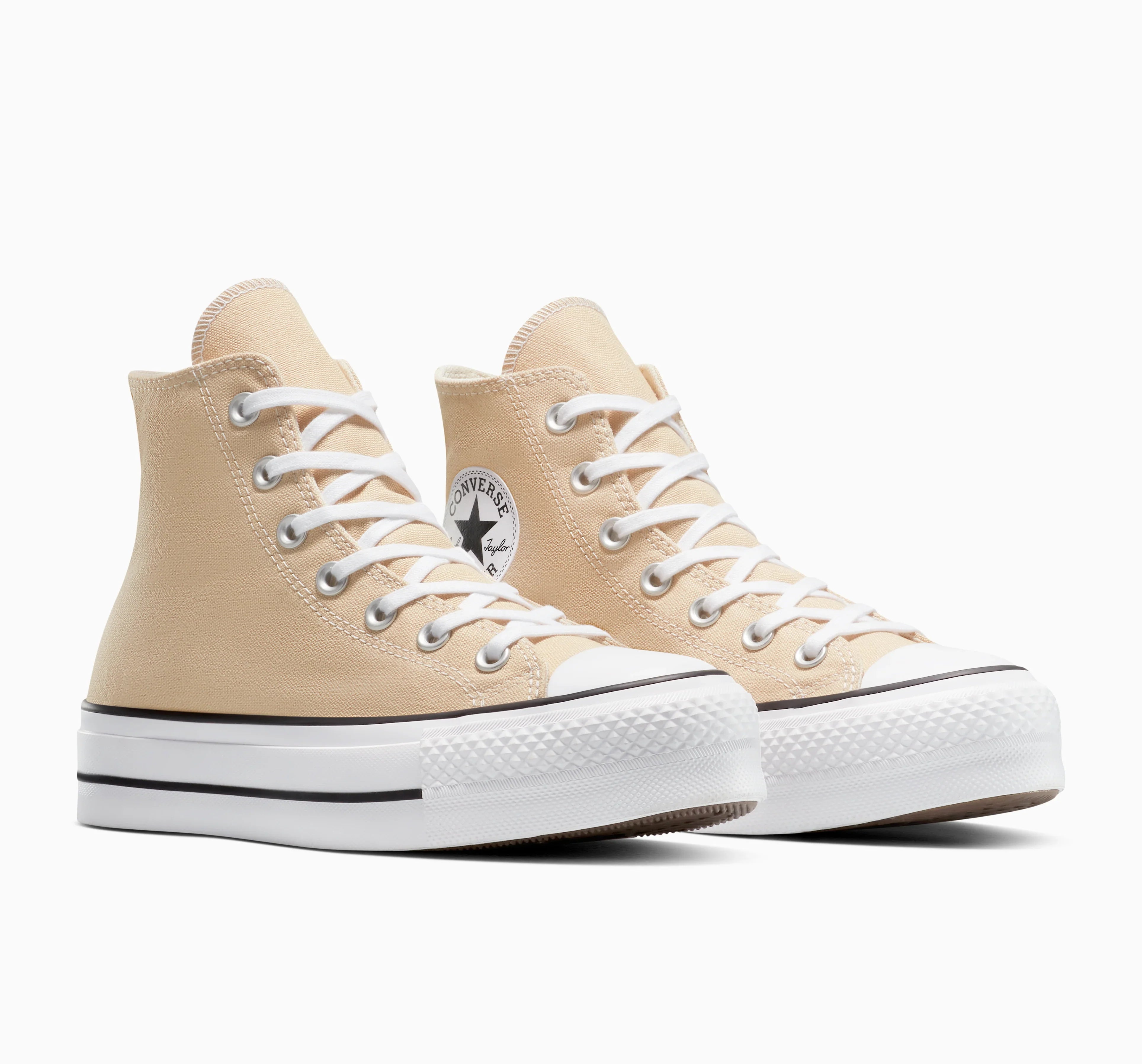 נעלי קונברס גבוהות בצבע בז', סוליה עבה ולוגו CONVERSE, קולקציית מותגים מובילים CHOZEN