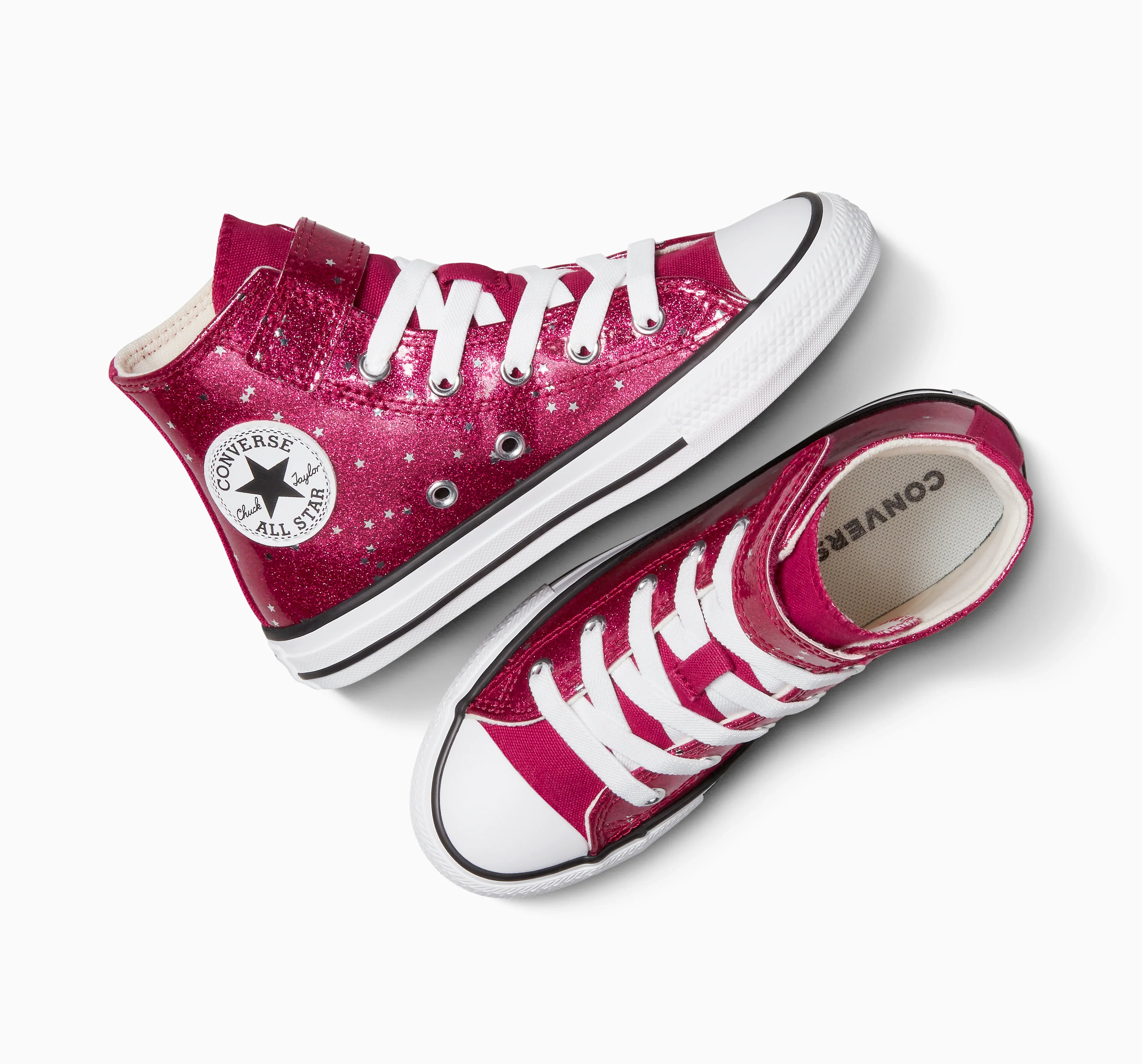 נעלי קונברס ורודות מנצנצות לילדים, דגם All Star, רקע לבן, CHOZEN מותגים מובילים