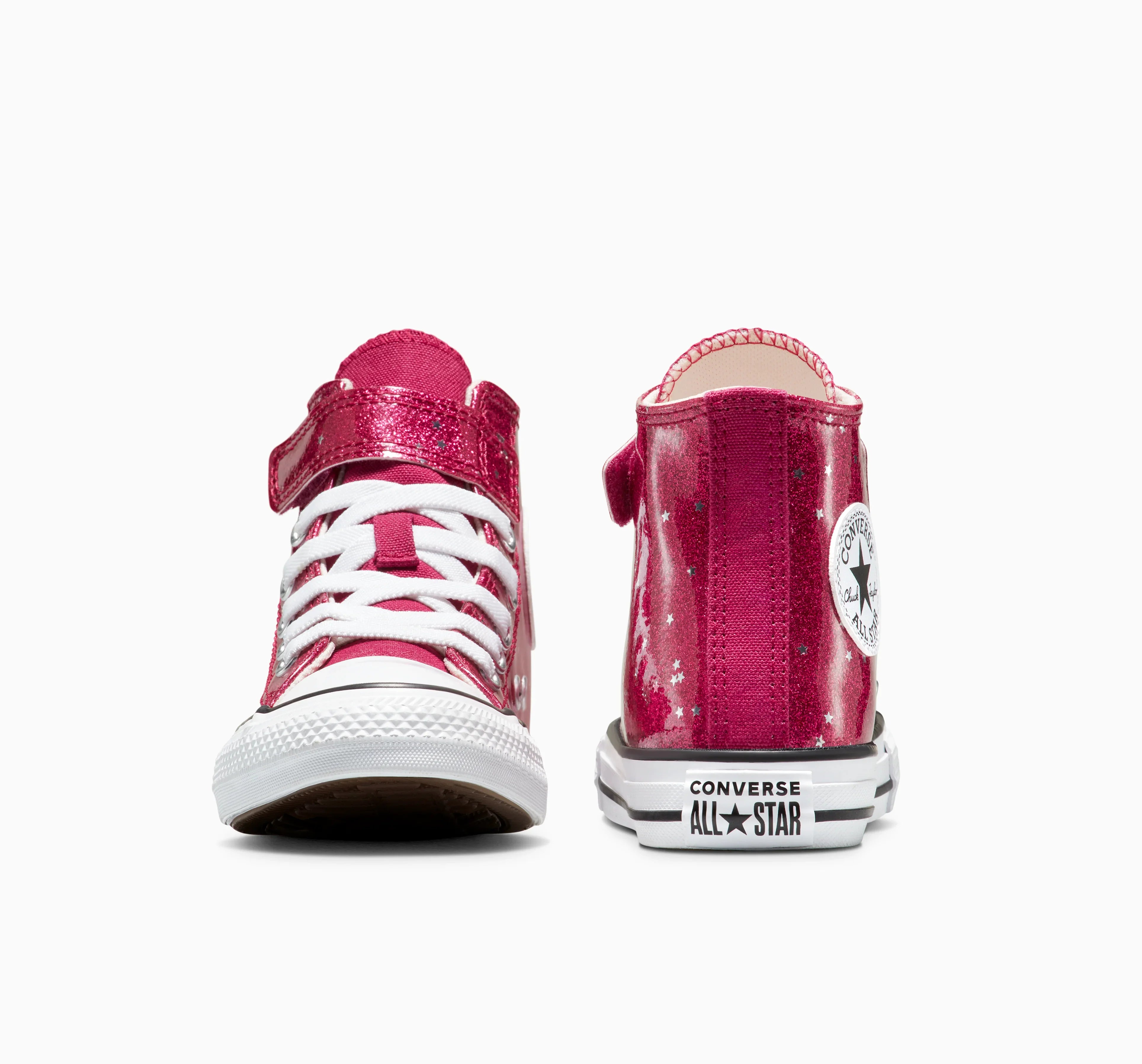 נעלי Converse All Star ורודות מנצנצות לילדות, על רקע לבן, מותג CHOZEN