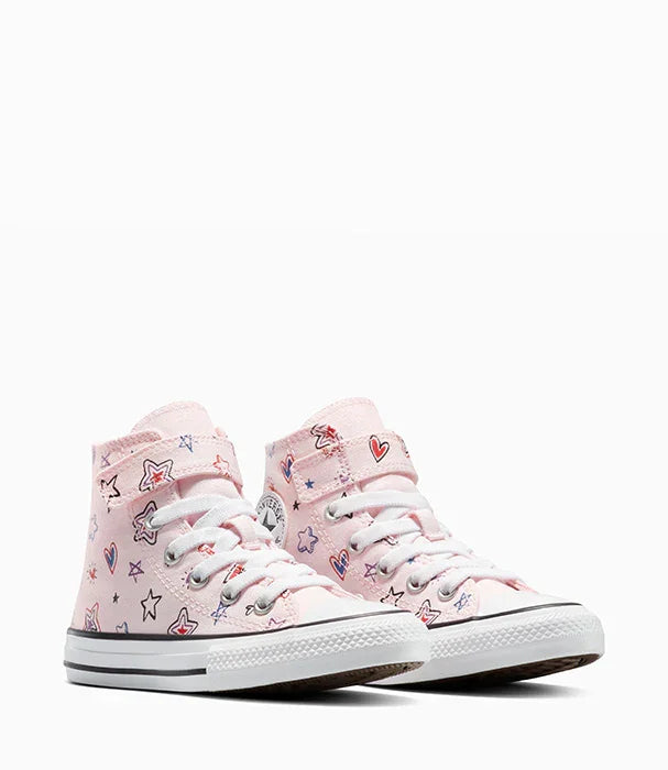 סניקרס גבוהות ורודות עם ציורי כוכבים ולבבות, מבית מותג מוביל באתר CHOZEN