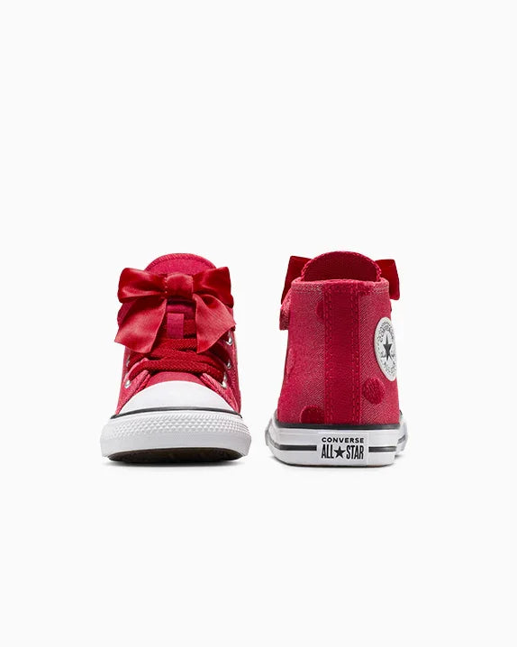 נעלי CONVERSE אדומות לילדים עם שרוכים וסרט, דגם ALL STAR, רקע לבן, קולקציית CHOZEN