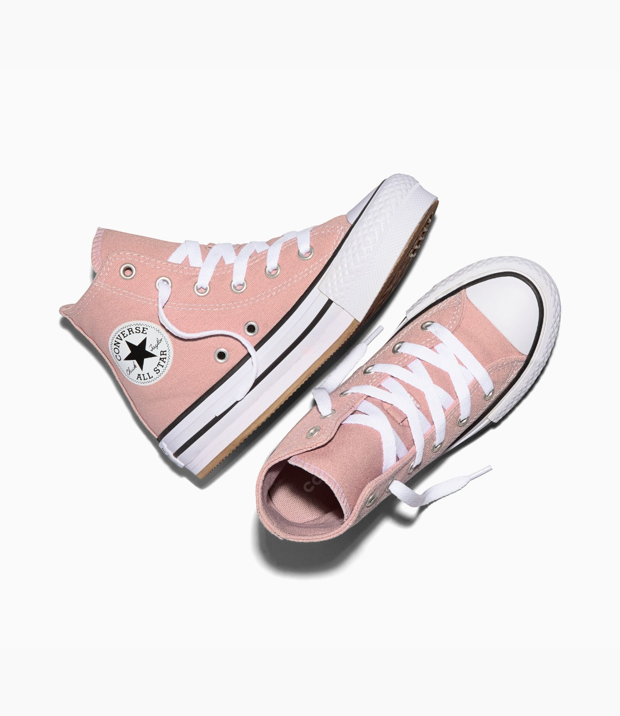 סניקרס CONVERSE Chuck Taylor All Star EVA Lift ורודים, מבט מלמעלה המציג את לשונית הנעל והשרוכים, מבית CHOZEN